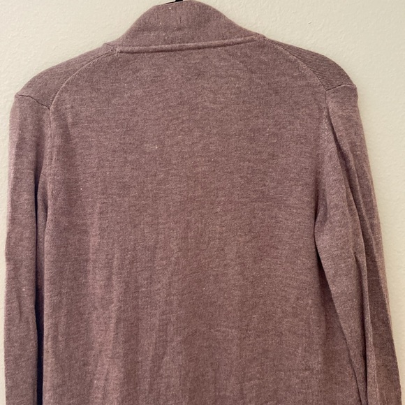 H by Halston Open Front High Low Duster Cardigan Long Sleeve Heather Iron Taupe - Picture 12 of 13